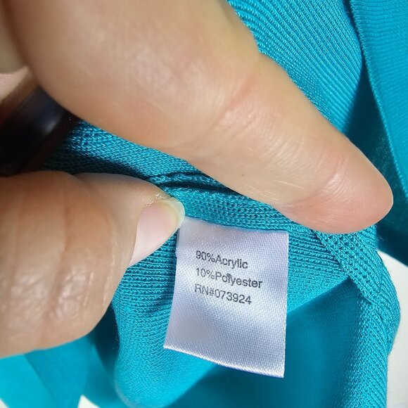 Ming Wang Turquoise Sleeveless Tank Top 1X Office Career Side Slit Knit Shell - Picture 6 of 8